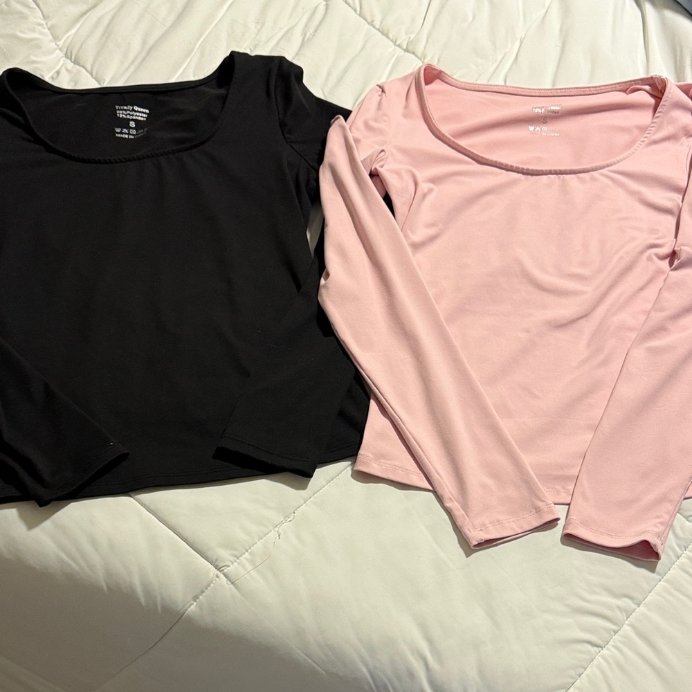 Trendy Basics Black and pink Long Sleeve Tees